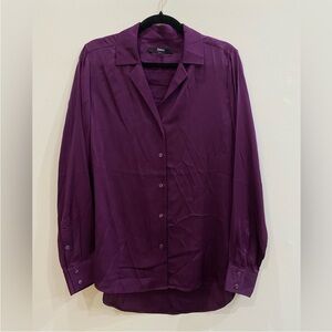 Quince Washable Silk Button Down Shirt, Large